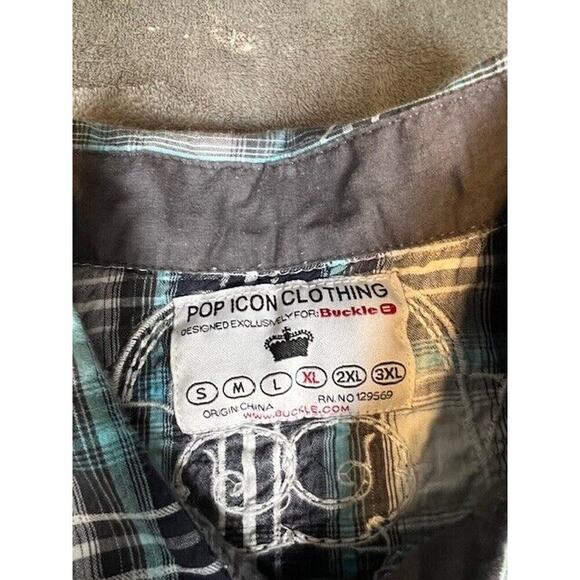 Pop Icon Clothing Men's Embroidered Button Up Long Sleeve Shirt Size XL - Picture 3 of 8